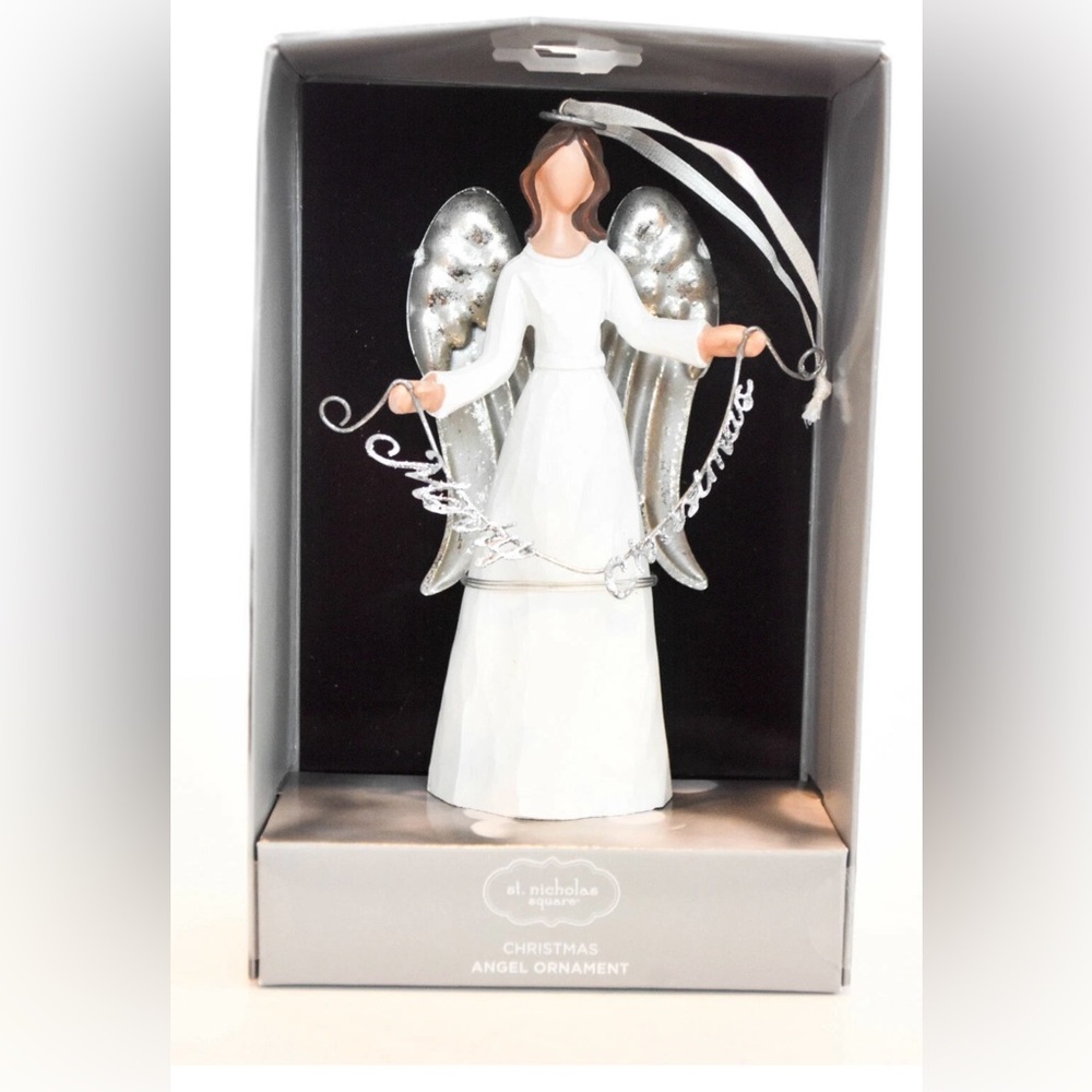 St. Nicholas Square Merry Christmas Angel Figurine Ornament